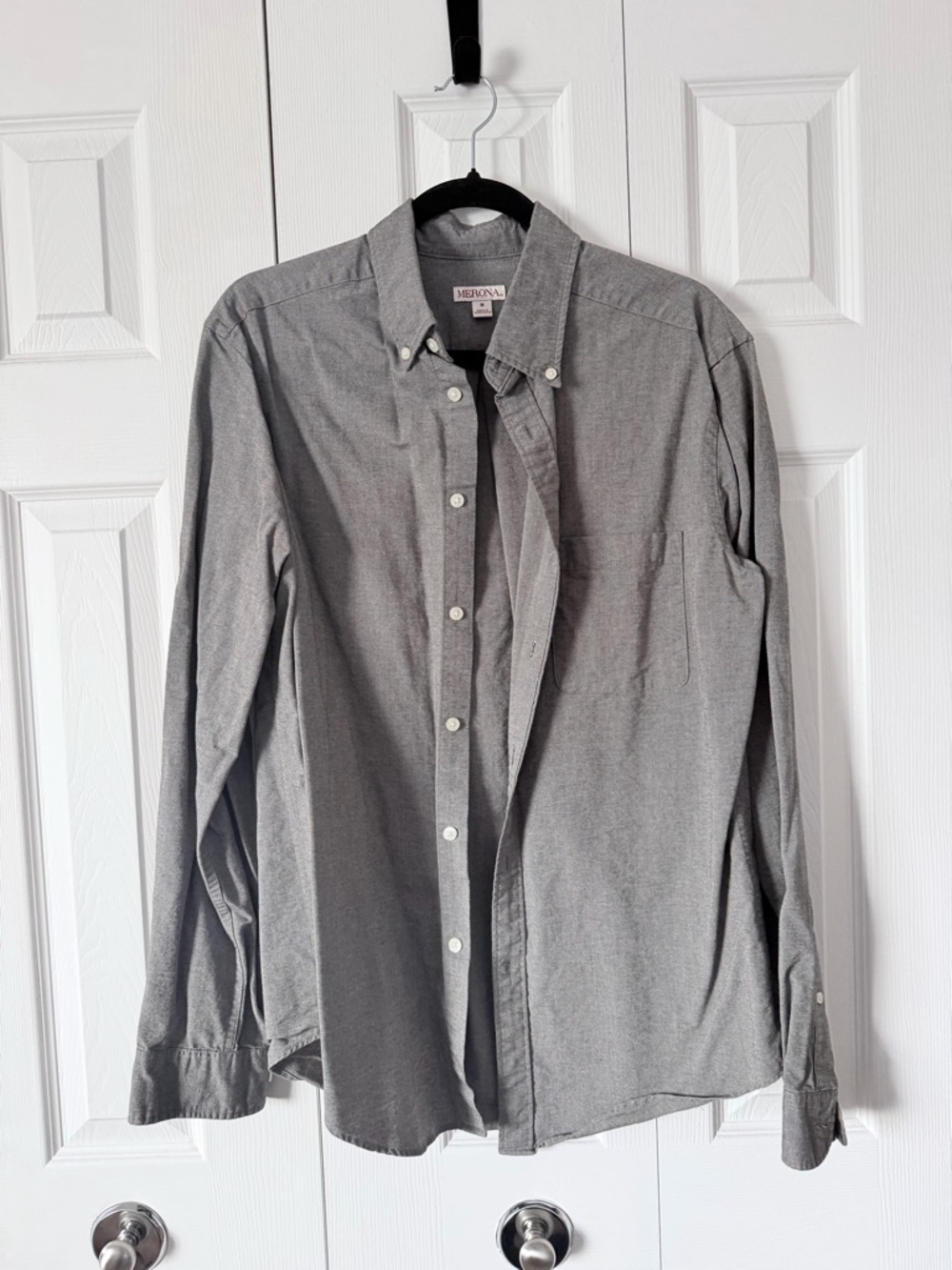 Merona Gray Long-Sleeve Button-Down Oxford Shirt